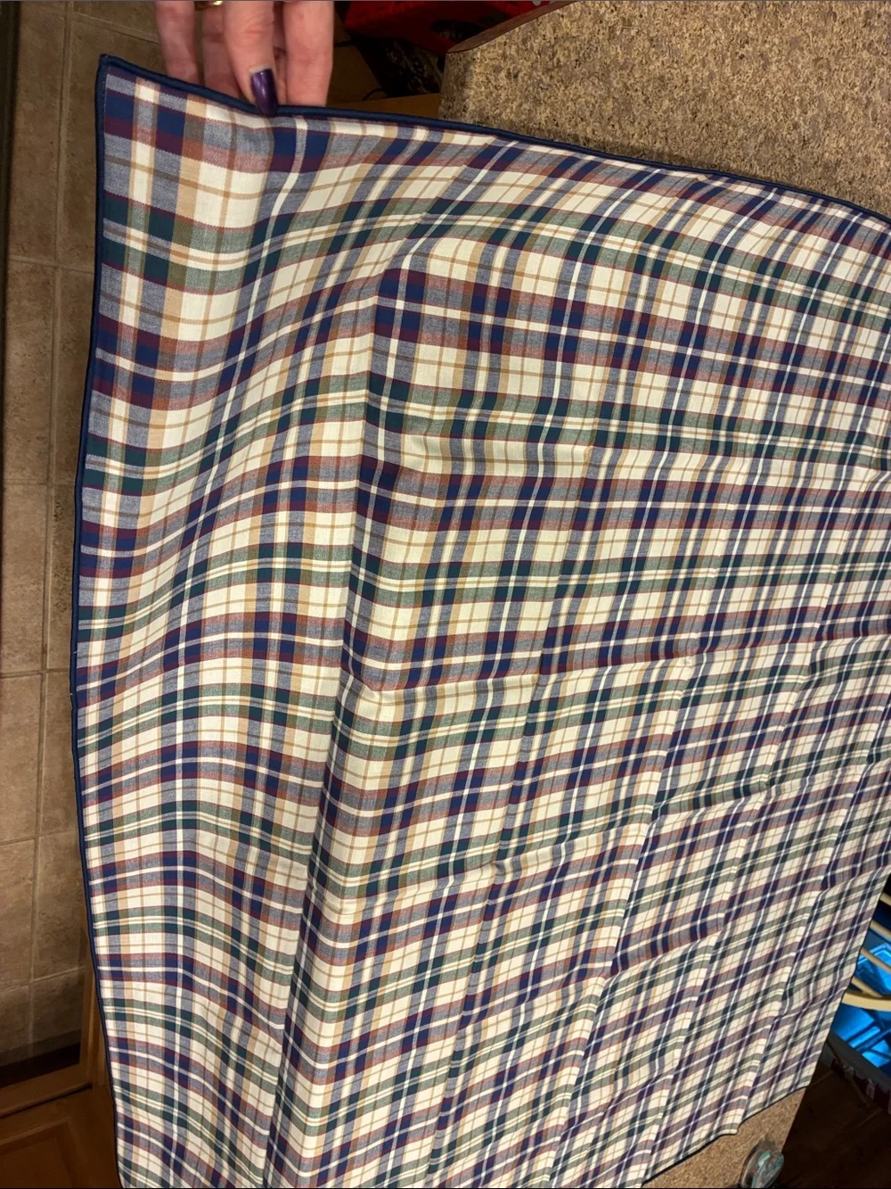 Longaberger Woven Traditions Plaid Fabric Square SMELLS MUSTY